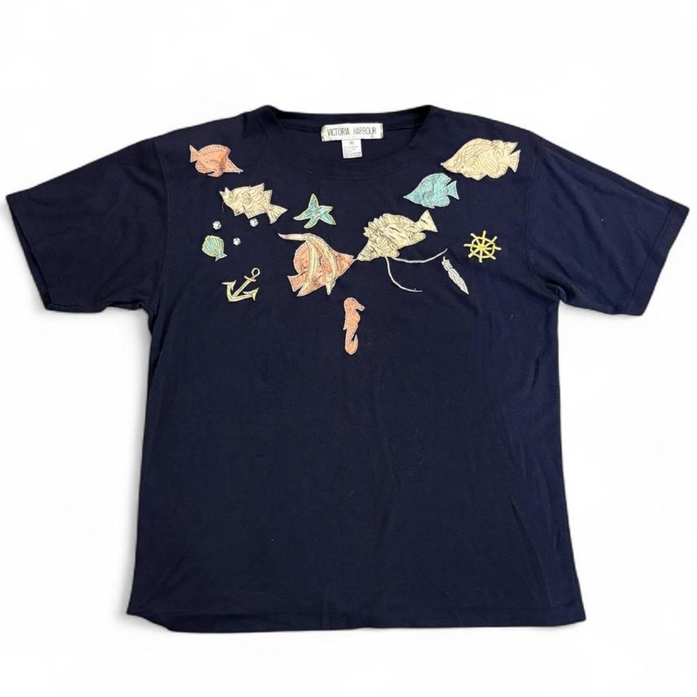 Vintage Victoria Harbour under the sea fish patch tee shirt